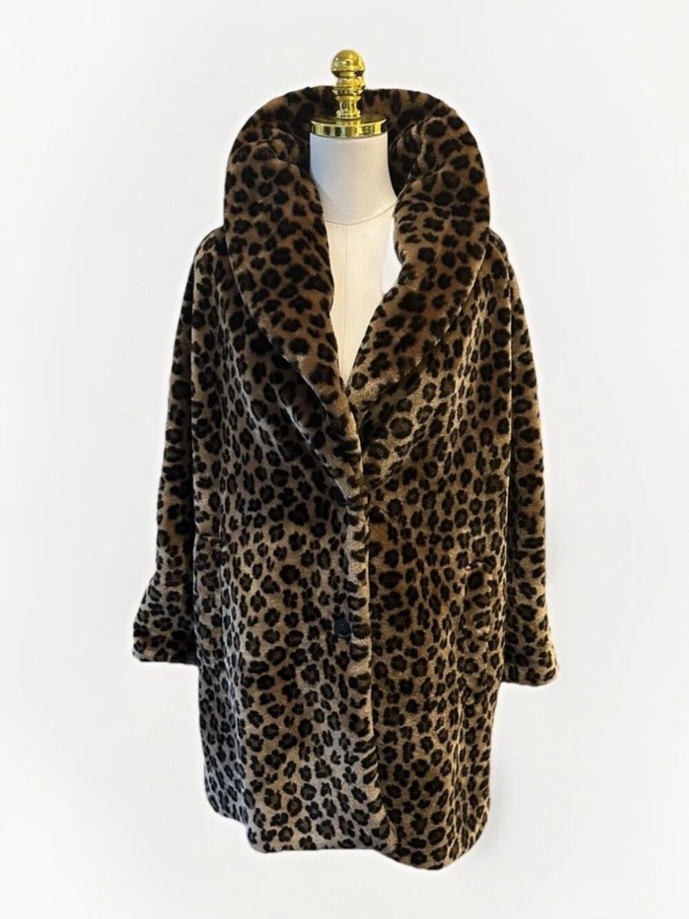 🐆✨ BCBGeneration Ariel Faux-Fur Leopard-Print Coat - Large - Excellent Cond.